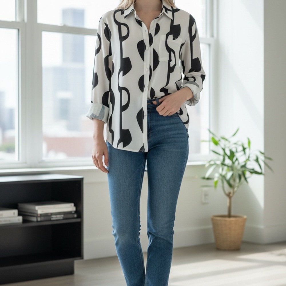 Petite Studio Black and White Blouse